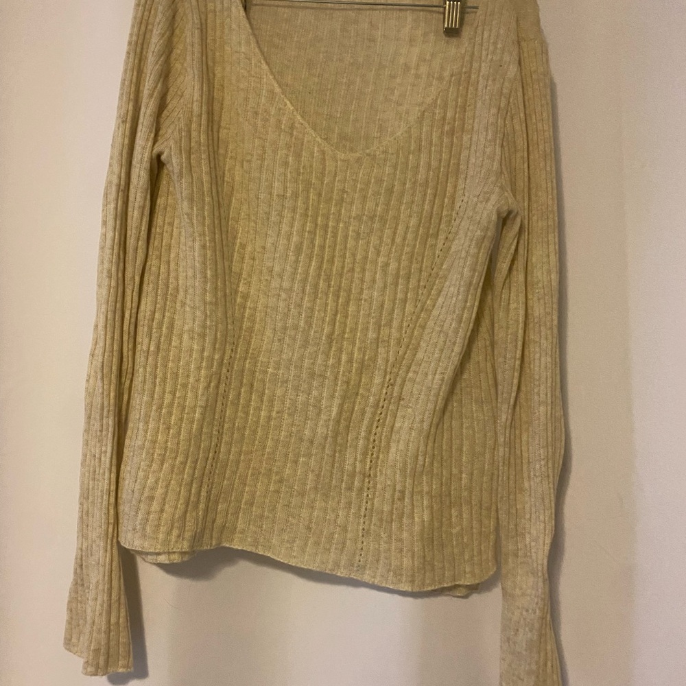 Ribbed Cream Long Sleeve Top